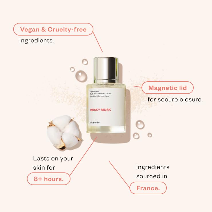 Dossier - Musky Musk - Eau de Parfum - Inspired by Juliette.Gun's Not a Perfume - Perfume Luxury - Pure Infused - Paraben-Free - Vegan - For Women - Fragrance 1.7 Fl Oz (Spray 50ml)