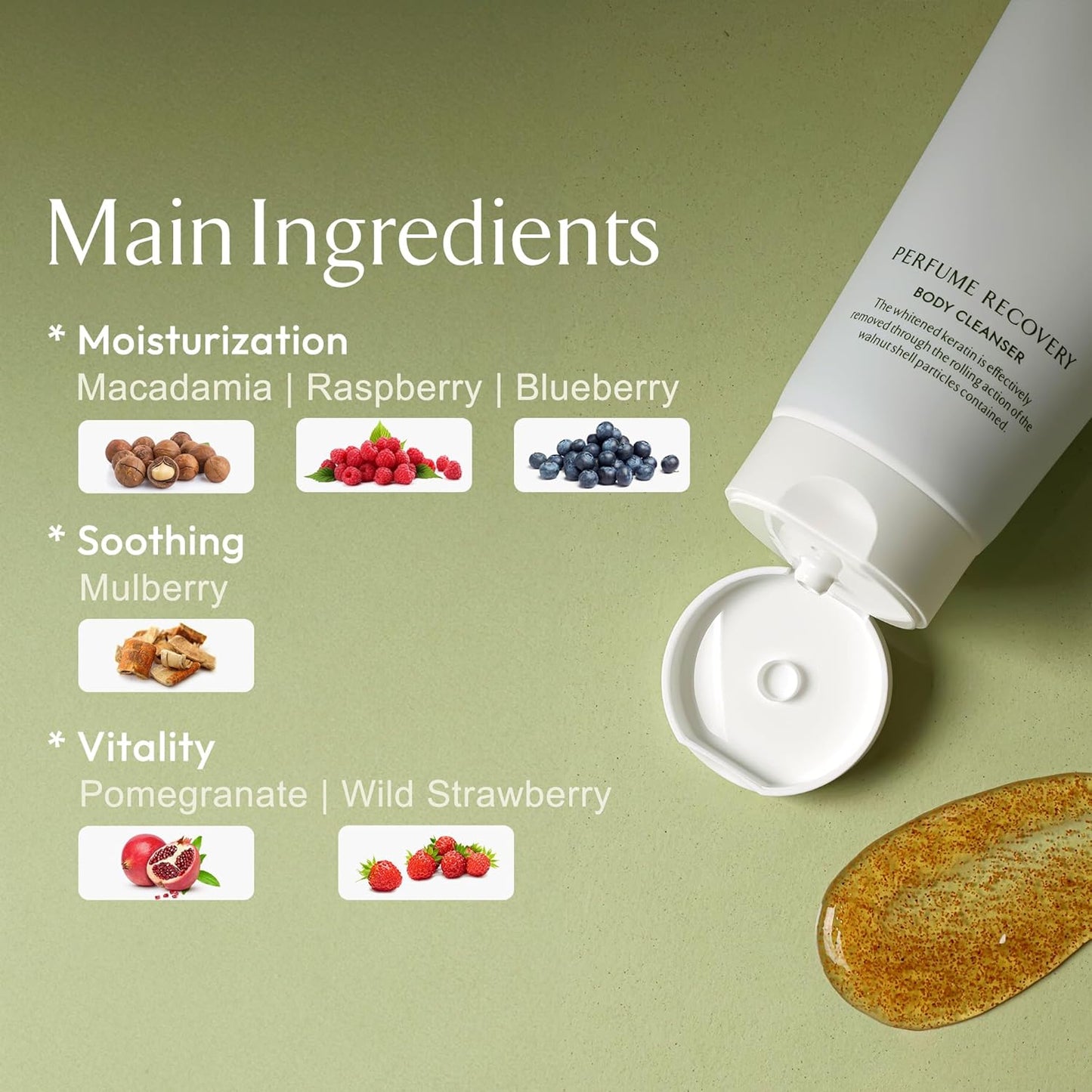 LA MUSE Perfume Recovery Body Cleanser 6.76 fl oz | Daily Gentle Exfoliating Body Wash | Moisturizing Dry & Sensitive Skin | Soften Rough & Bumpy Skin with Walnut Shell Powder | Floral Musk Scent